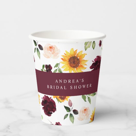 Herfst Vrijgezellenfeest Zonnebloemen en Rozen Blo Papieren Bekers (Voorkant)