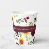 Herfst Vrijgezellenfeest Zonnebloemen en Rozen Papieren Bekers (Achterkant)