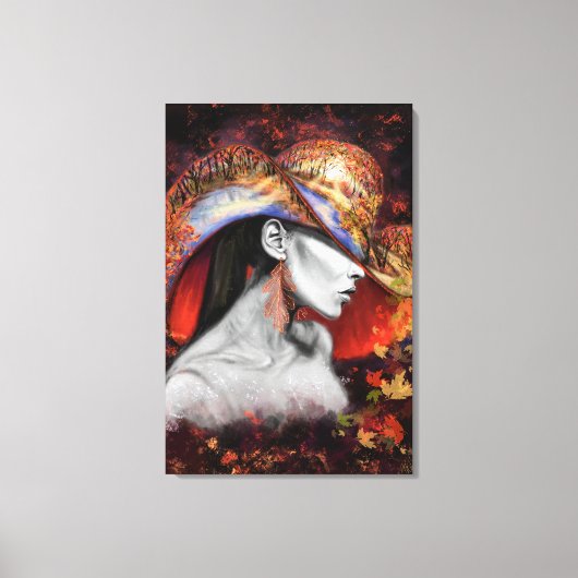 Herfst Vrouw Canvas Print (Voorkant)