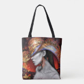 Herfst Vrouw Canvas tas (Achterkant)