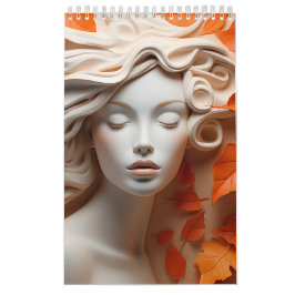 Herfst vrouw oranje geliefden herfstbladeren bruin kalender