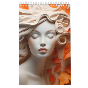 Herfst vrouw oranje geliefden herfstbladeren bruin kalender