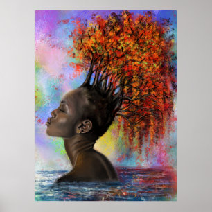 Herfst Vrouw Poster Print