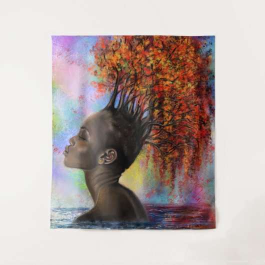 herfst vrouw tapijt wandkleed (Voorkant)