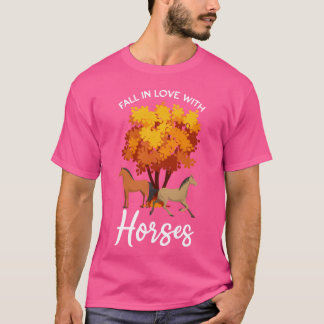 Herfst Vrouwen Herfst Paarden Grappig T-shirt