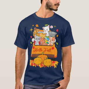 Herfst Vrouwen Mannen Cute Truck Cats Autumn Cat T-shirt