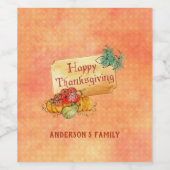 Herfst vruchten in Lijst Wijn Etiket (Enkel label)