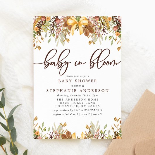 Herfst vult de Baby van de bloem in Baby shower Bl Kaart