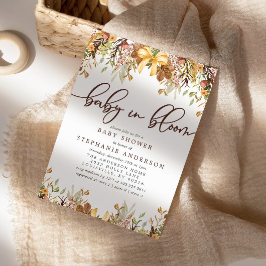 Herfst vult de Baby van de bloem in Baby shower Bl Kaart