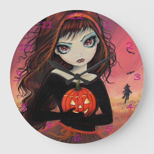 Herfst Vuur Halloween Kunstklok Grote Klok (Voorkant)