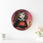 Herfst Vuur Halloween Kunstklok Grote Klok (Huis)