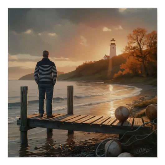 Herfst Vuurtoren Steiger Kust Vrede Perfect Poster (Voorkant)