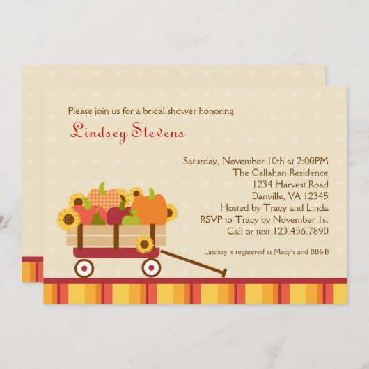 Herfst Wagon Bridal Shower Kaart (Voorkant / Achterkant)