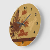 Herfst wandklok rond, zwarte cijfers (Hoek)