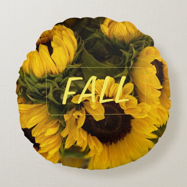 HERFST Warm Golden Sunflower Custom Rond Kussen (Voorkant)