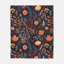 Herfst Warm Sinaasappel Bloemen Bladeren Bessen Zw