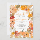 Herfst Warme Boho pompoen floral Sweet 16 jaar Kaart (Voorkant)