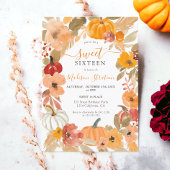 Herfst Warme Boho pompoen floral Sweet 16 jaar Kaart