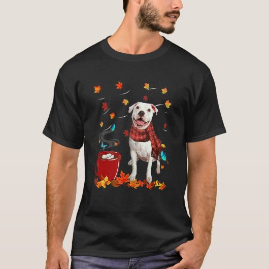 Herfst Warme Chocolade Witte Pitbull T-shirt (Voorkant)