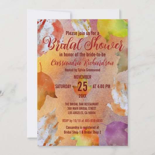 Herfst warme levendige Waterverf laat Vrijgezellen Kaart (Voorkant)