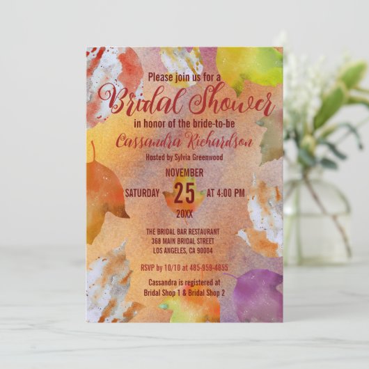 Herfst warme levendige Waterverf laat Vrijgezellen Kaart (Staand voorkant)