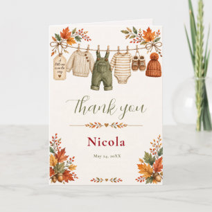 Herfst Waslijn Baby Shower Bedankkaart
