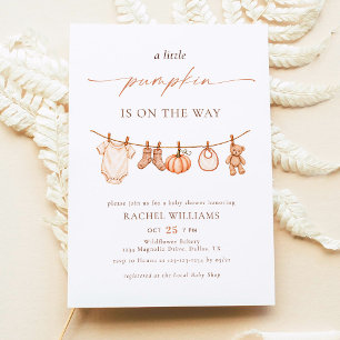 Herfst Waslijn Kleine Pompoen Baby Shower Kaart