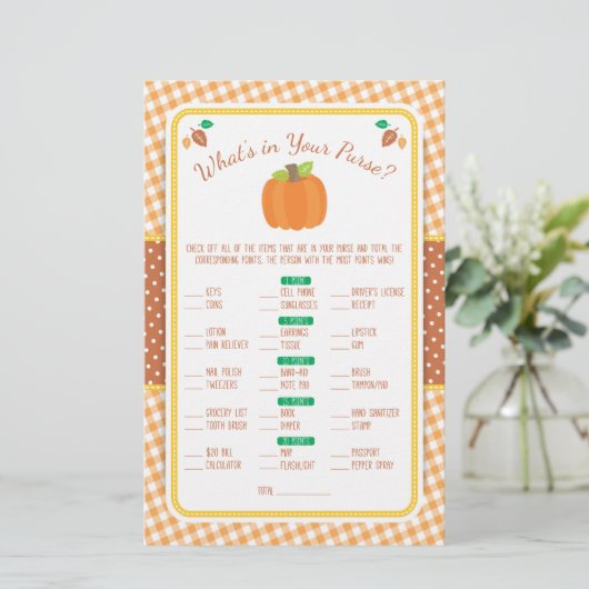 Herfst Wat zit er in de Game Flyer van uw Purse Ba (Staand voorkant)