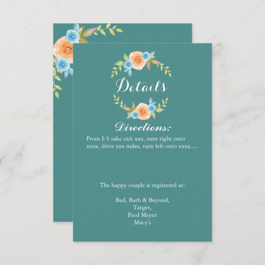 Herfst Watercolo Trouwkaart Details Kaart (Voorkant / Achterkant)