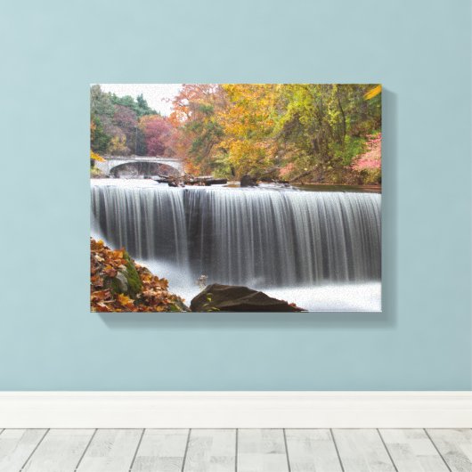 Herfst Waterfall Canvas Afdruk (Insitu (Houten vloer))