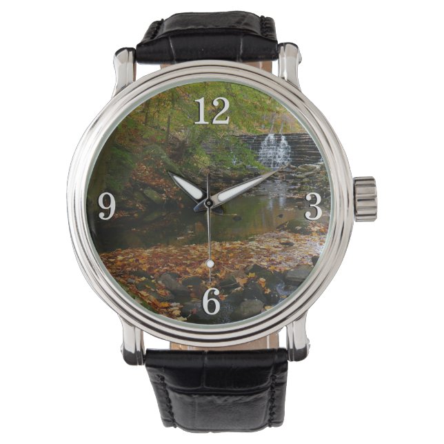 Herfst Waterfall en Creek Pennsylvania Natuur Horloge (Voorkant)