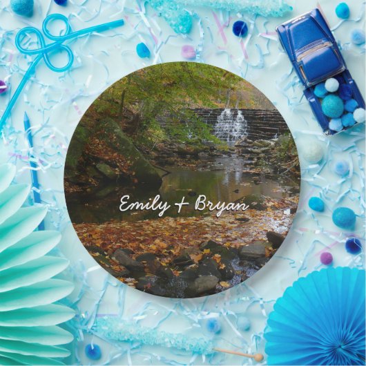 Herfst Waterfall en Creek Pennsylvania Natuur Papieren Bordje (Feest)