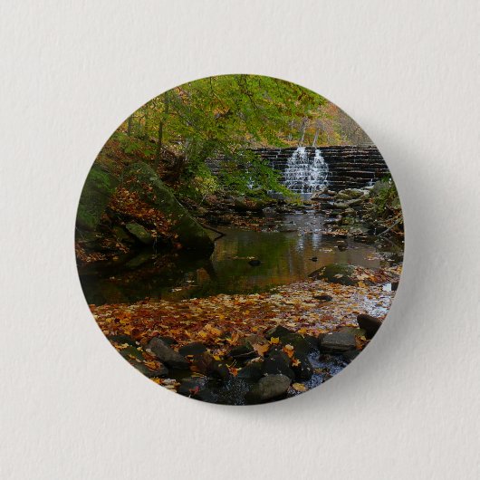 Herfst Waterfall en Creek Pennsylvania Natuur Ronde Button 5,7 Cm (Voorkant)