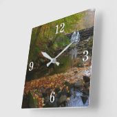 Herfst Waterfall en Creek Pennsylvania Natuur Vierkante Klok (Hoek)