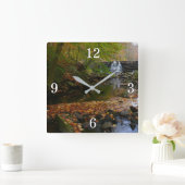 Herfst Waterfall en Creek Pennsylvania Natuur Vierkante Klok (Huis)