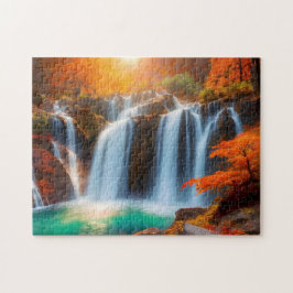 Herfst waterval 1 Easy Brain Art Puzzel Foto Puzze