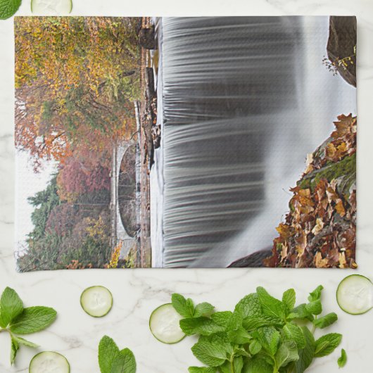 Herfst Waterval bij Vanderbuilt Theedoek (Gevouwen)