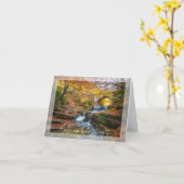 Herfst waterval en brug met aangepaste tekst kaart (Gele Bloem)