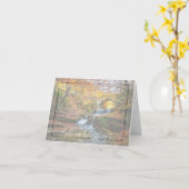 Herfst waterval en brug met douanetekst kaart (Gele Bloem)