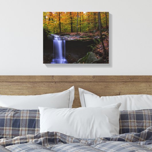 Herfst Waterval in CVNP Canvas Afdruk (Insitu (Slaapkamer))