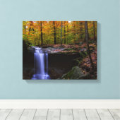 Herfst Waterval in CVNP Canvas Afdruk (Insitu (Houten vloer))