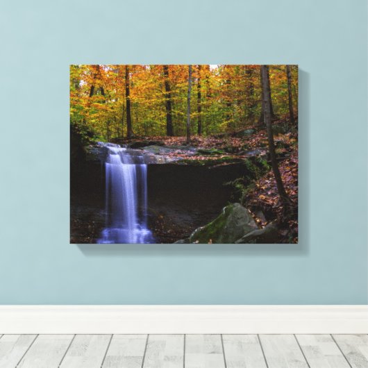 Herfst Waterval in CVNP Canvas Afdruk (Insitu (Houten vloer))
