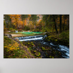 Herfst waterval landschap bij Kamniška Bistrica, S Poster