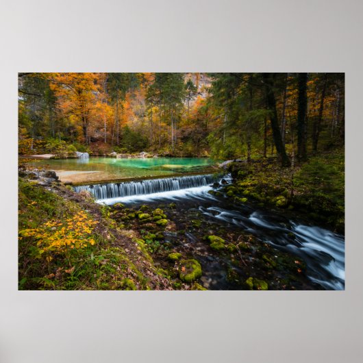 Herfst waterval landschap bij Kamniška Bistrica, S Poster (Voorkant)