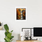 Herfst Waterval Landschap Impressionist Poster (Thuiskantoor)