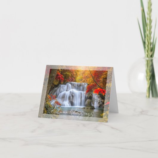 Herfst waterval met aangepaste tekst kaart (Voorkant)