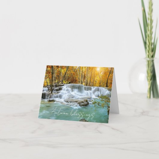 Herfst waterval met aangepaste tekst kaart (Voorkant)