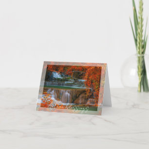 Herfst waterval met aangepaste tekst kaart