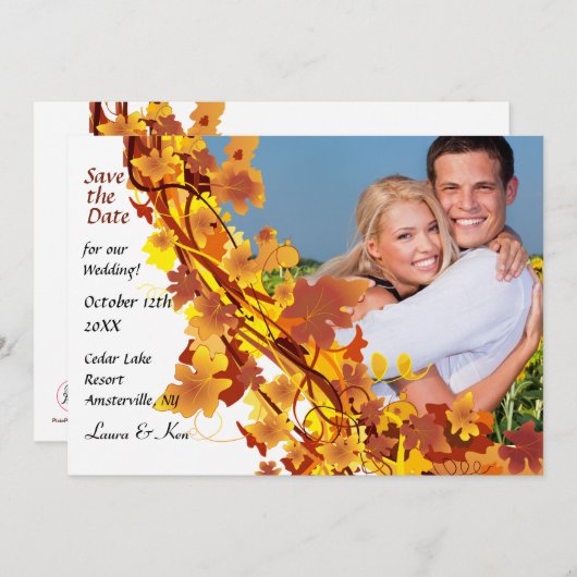 Herfst-waterval Save-the-Date-aankondiging Save The Date (Voorkant / Achterkant)