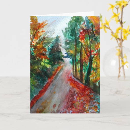 Herfst Waterverf Art Wenskaart Kaart (Gele Bloem)